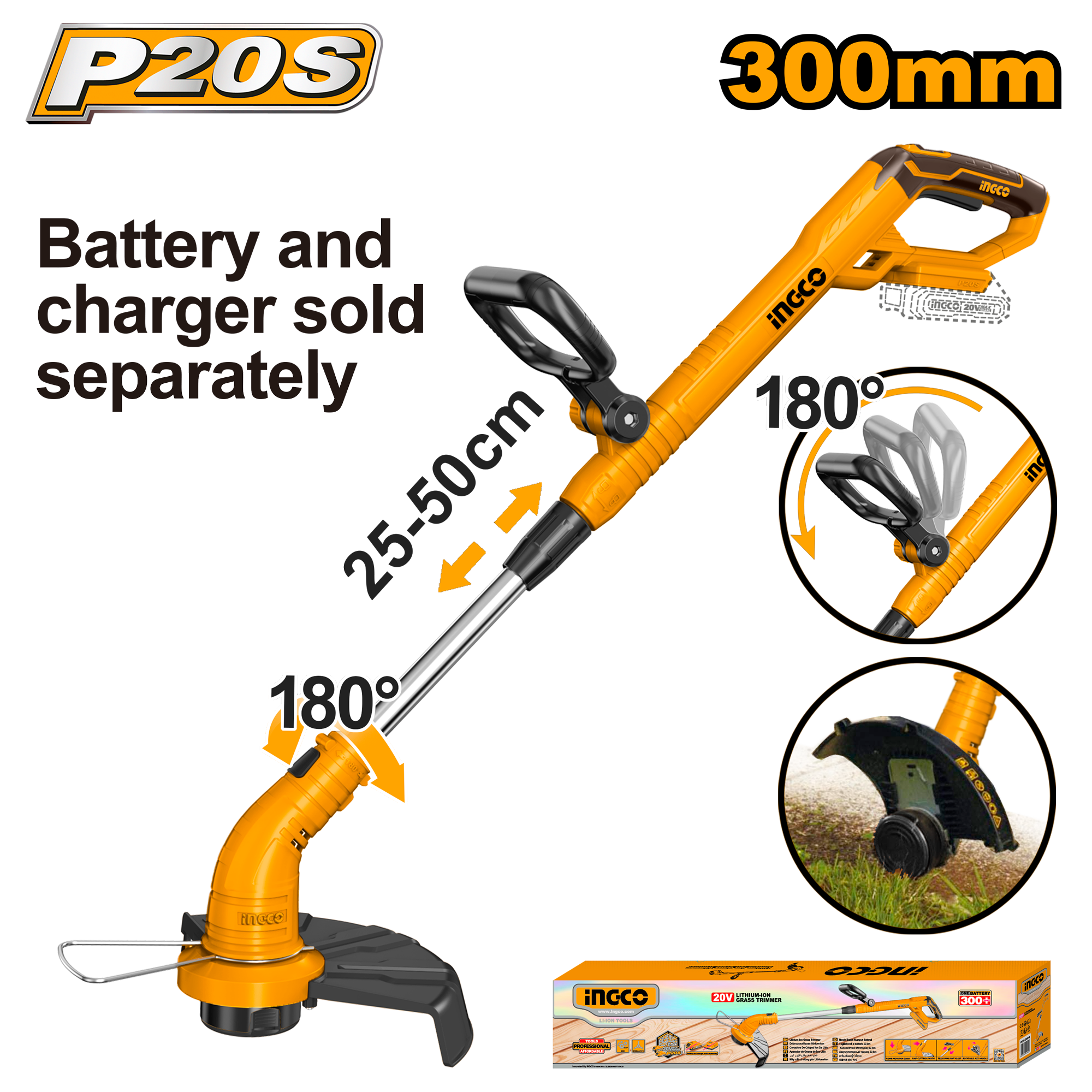 DÉBROUSSAILLEUSE 20V BATTERIE/CHARGEUR NON INCLUS - CGTLI20018 / A BATTERIE