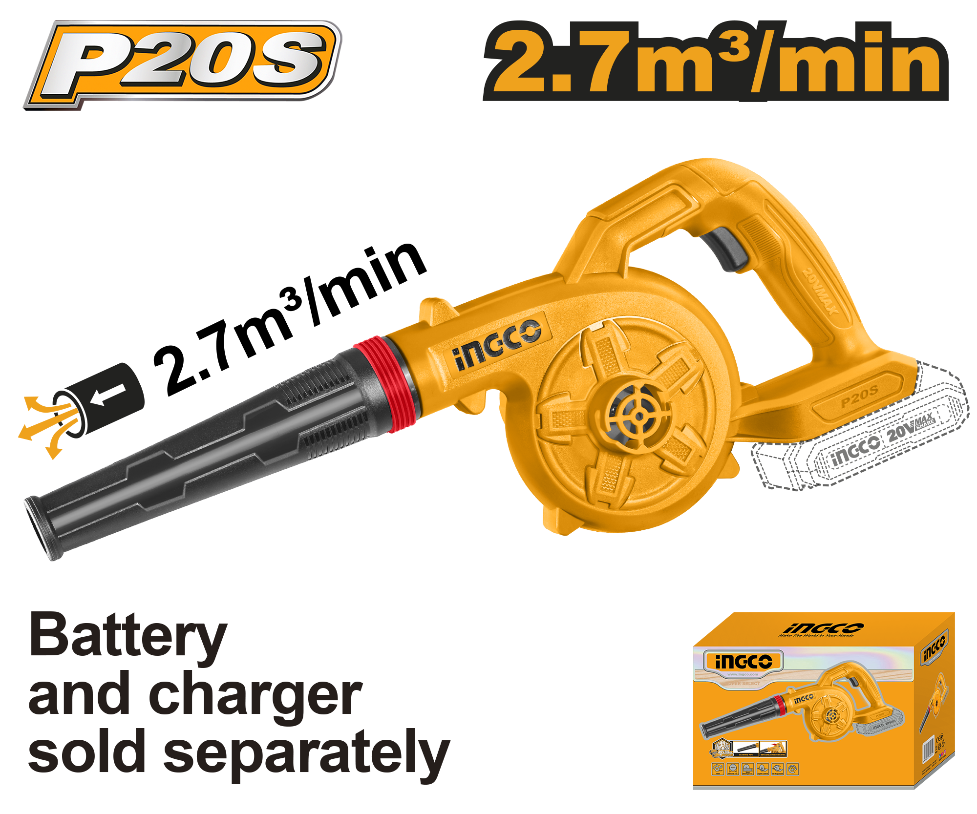 SOUFFLEUR 20V (SANS BATTERIE/CHARGEUR) SI - CABLI20028 / A BATTERIE