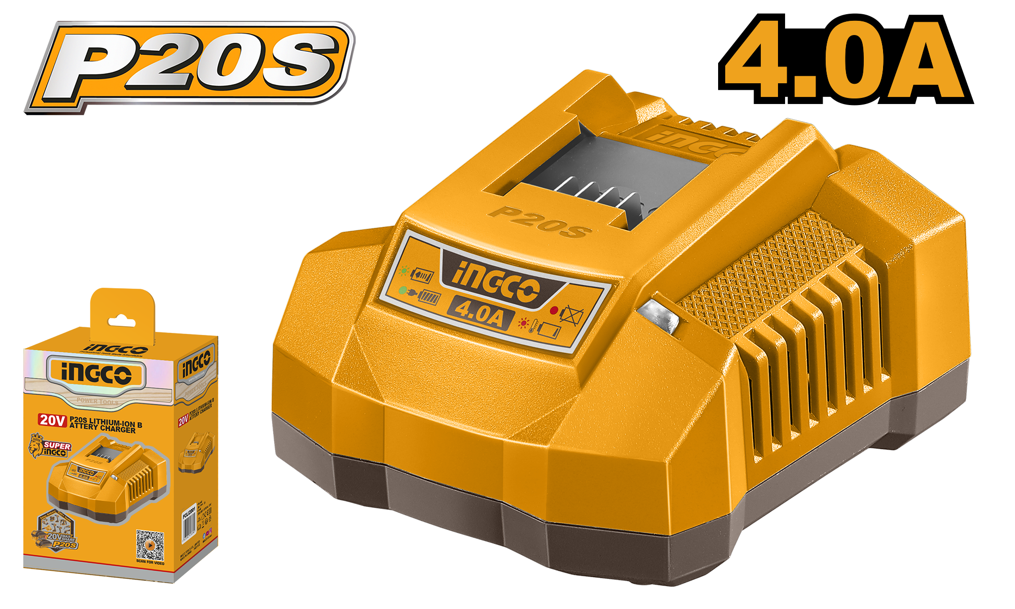 FCLI20411 - CHARGEUR À BATTERIE 20V 4,0A FAST YELLOW