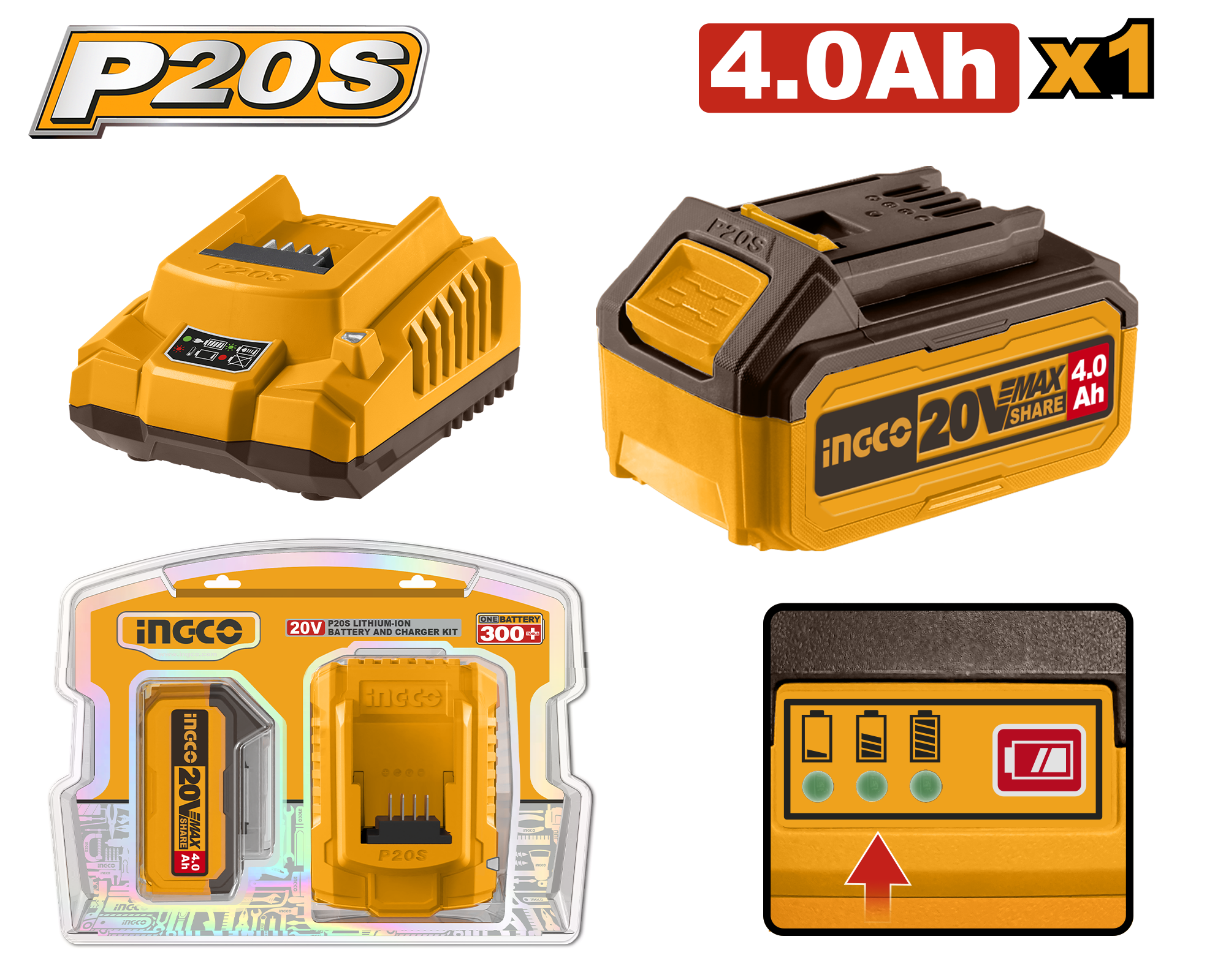 FBCPK1214 - PACK 1 BATTERIE 20V 4 AH + 1 CHARGEUR RAPIDE